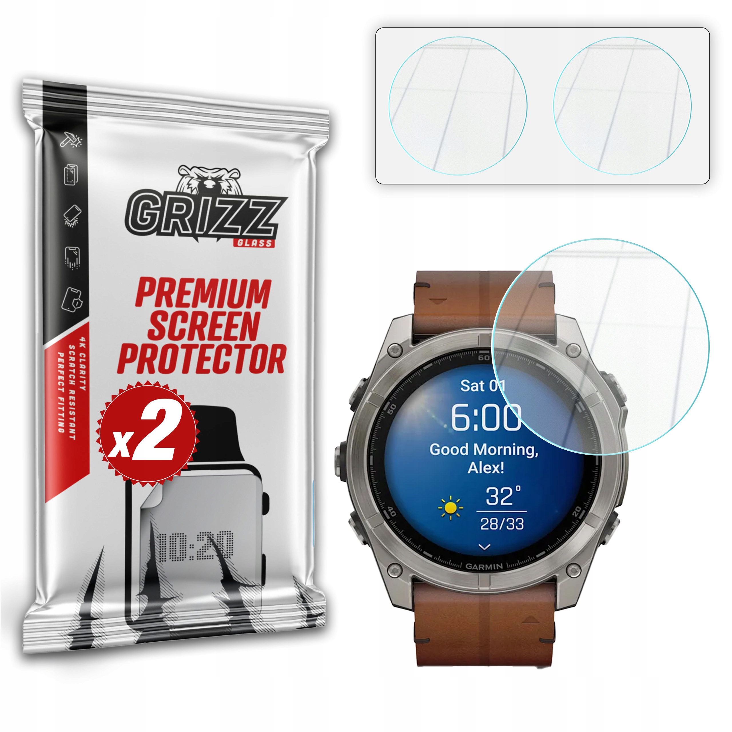 2-PAK Hybrydowe szkło ochronne 9H do Garmin Fenix 8 51mm