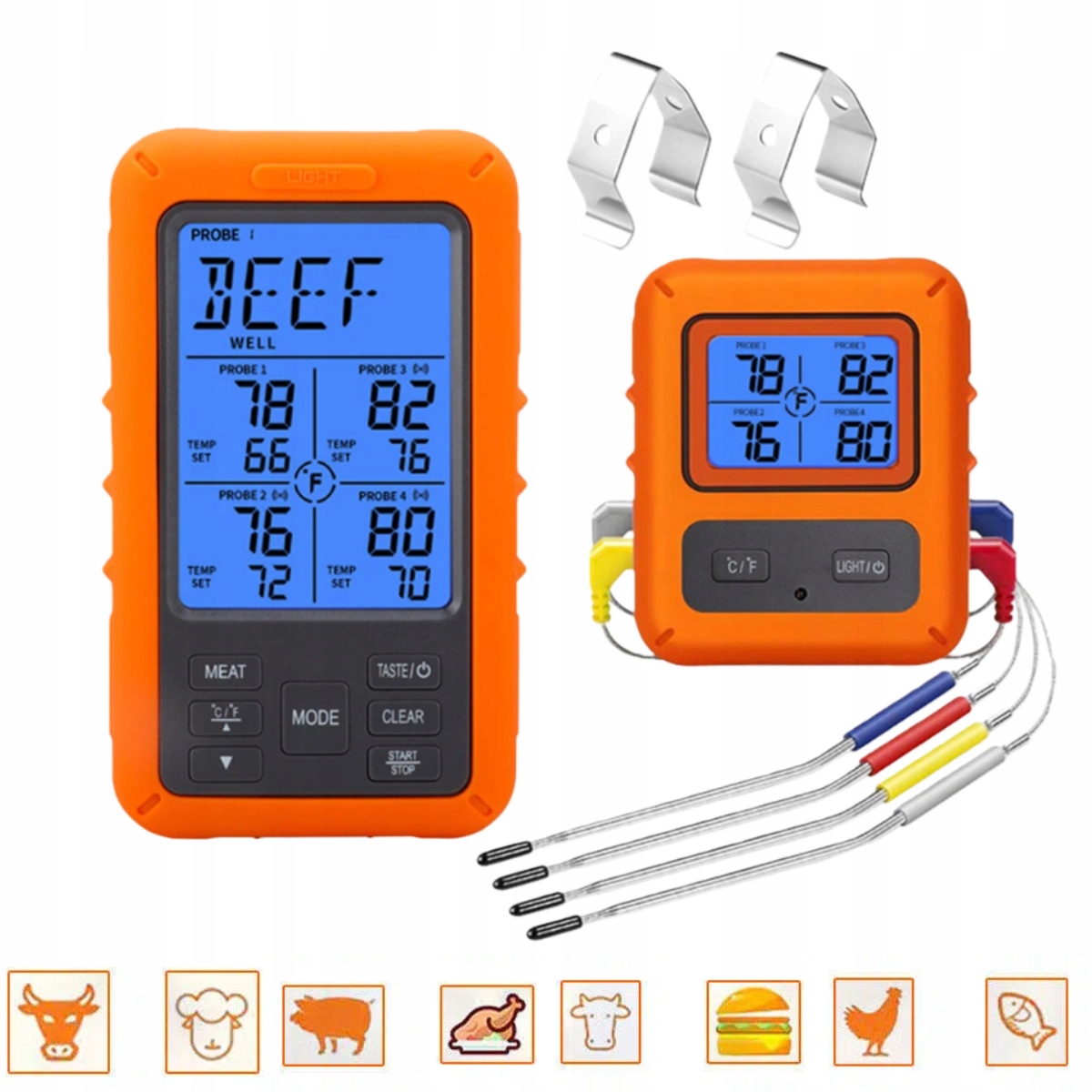 Bezdrátový teploměr Gril Udírna Trouba 4 Sondy Teploměr sada