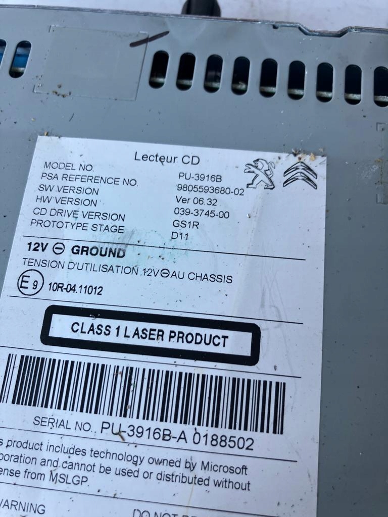player CD CITROEN DS5 C4 B7 II LIFT 980559368002