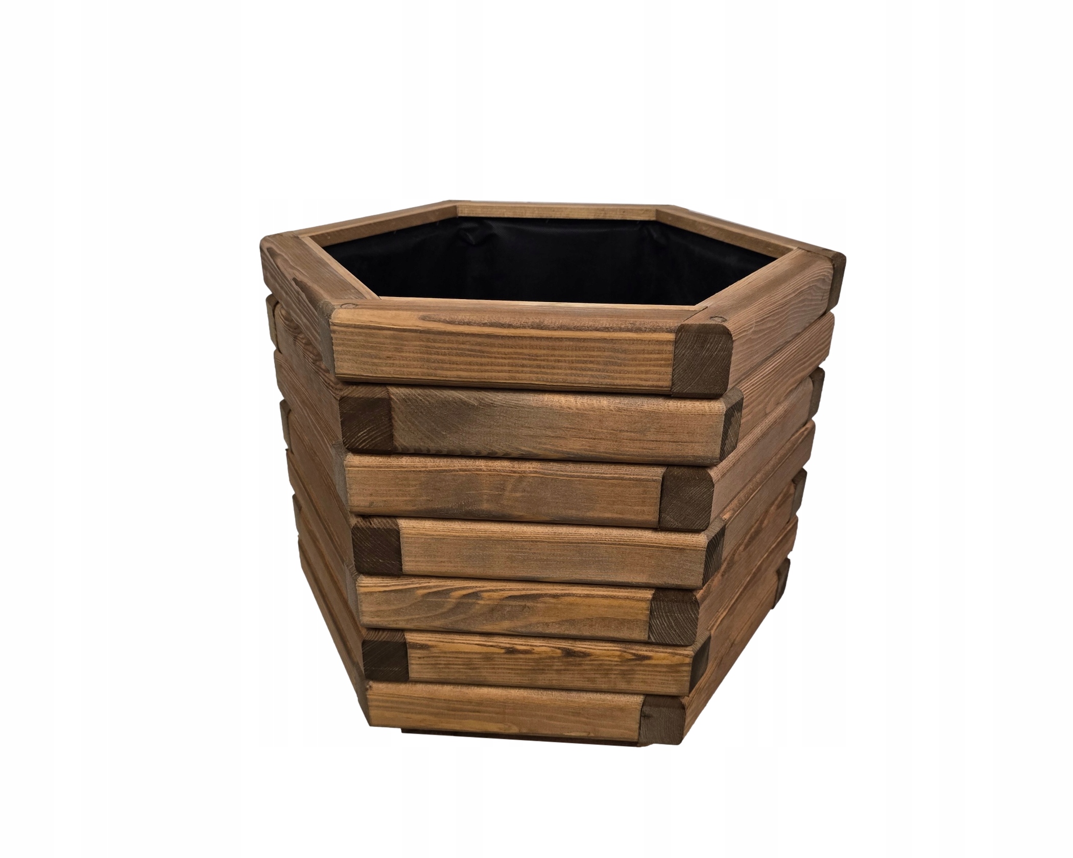 Šesťhranný kvetináč 50/43/40 cm Tek Drevený záhradný kvetináč