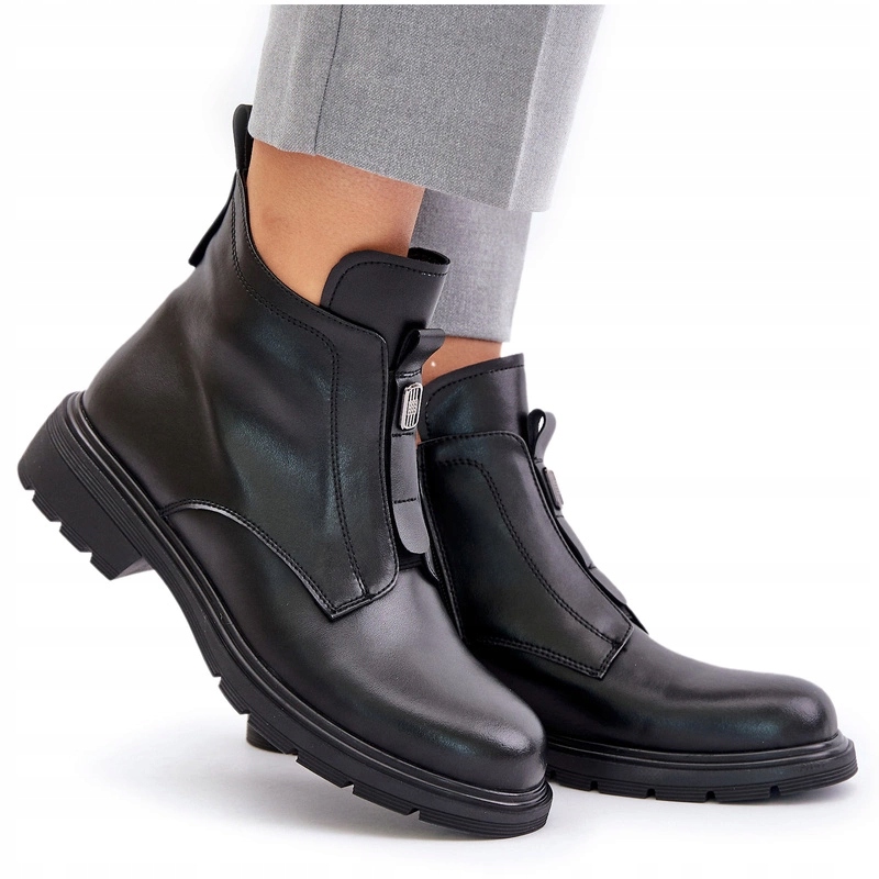 Kotníkové Boty S Plochým Podpatkem, Zateplené Na Zip, Černé, Velikost 36