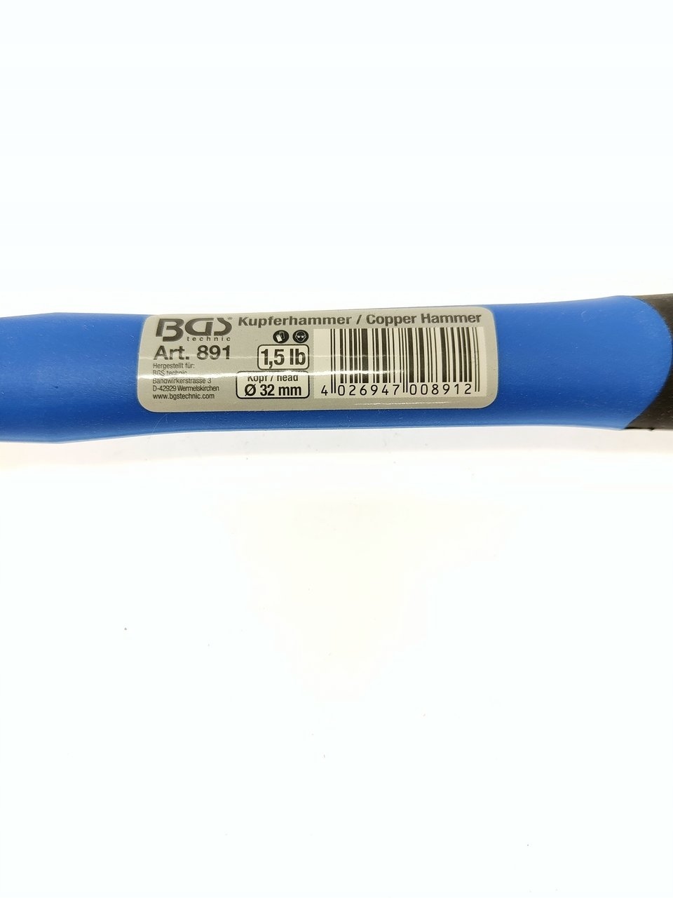 BGS Technic Młotek miedziany 32 mm obuch 680 g EAN (GTIN) 4026947008912