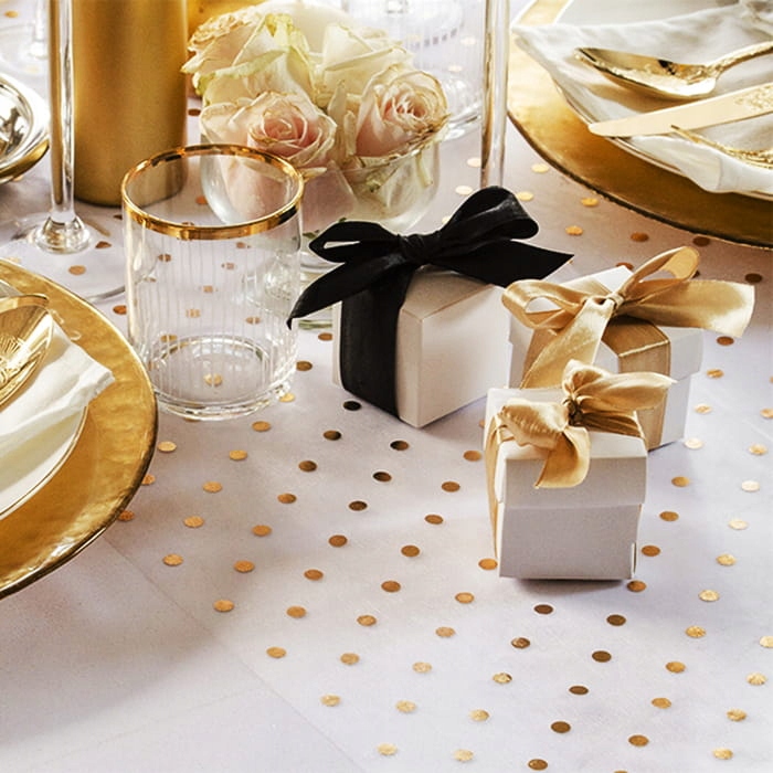 

Bieżnik organza Gold Dots 36cmx9m