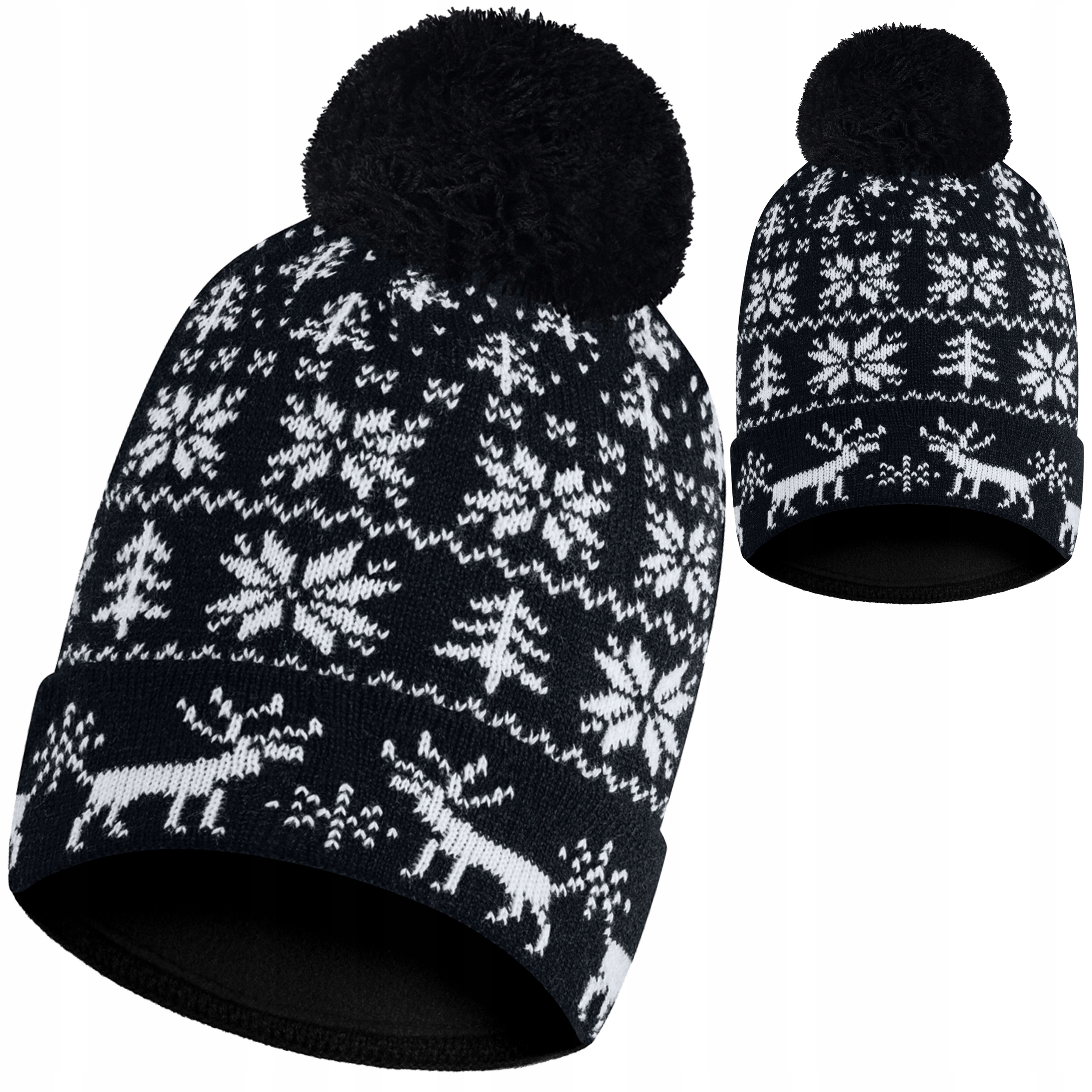 

Czapka zimowa czarna z pomponem polar termoaktywny