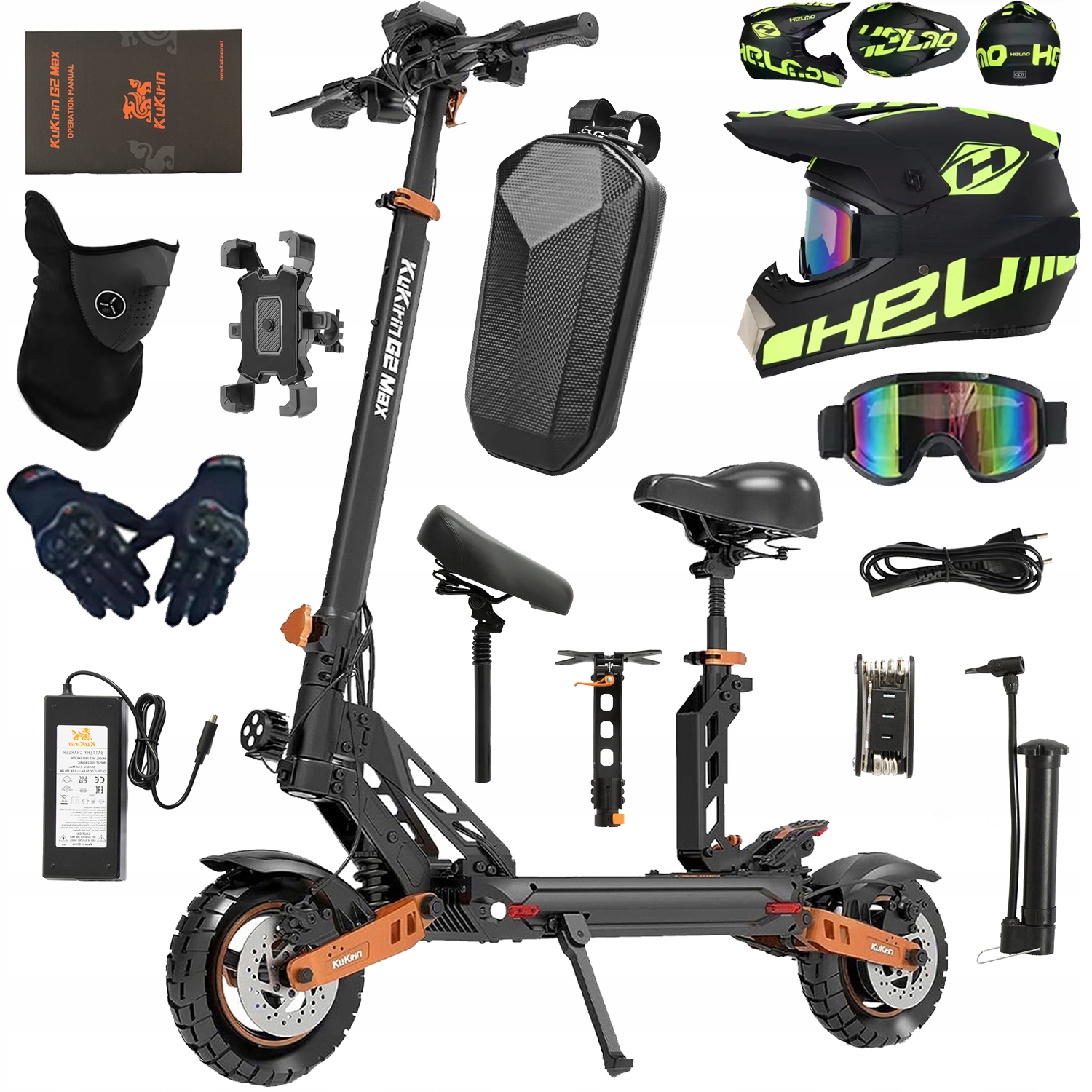 Skládací elektromobil Kukirin G2 Max 1200W 48V 55KM/H 80KM+ Dárek Pl