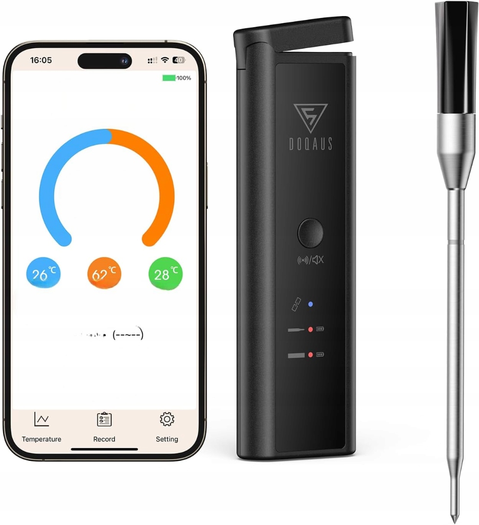 Teplomer Na Grilovanie Mäsa Bezdrôtový Smart Aplikácia Bt Doqaus IPX7