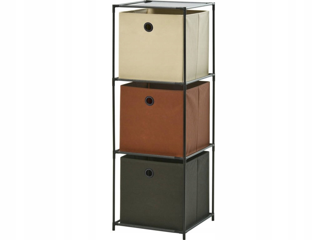 Regál se třemi textilními košíky, 35 x 35 x 102 cm