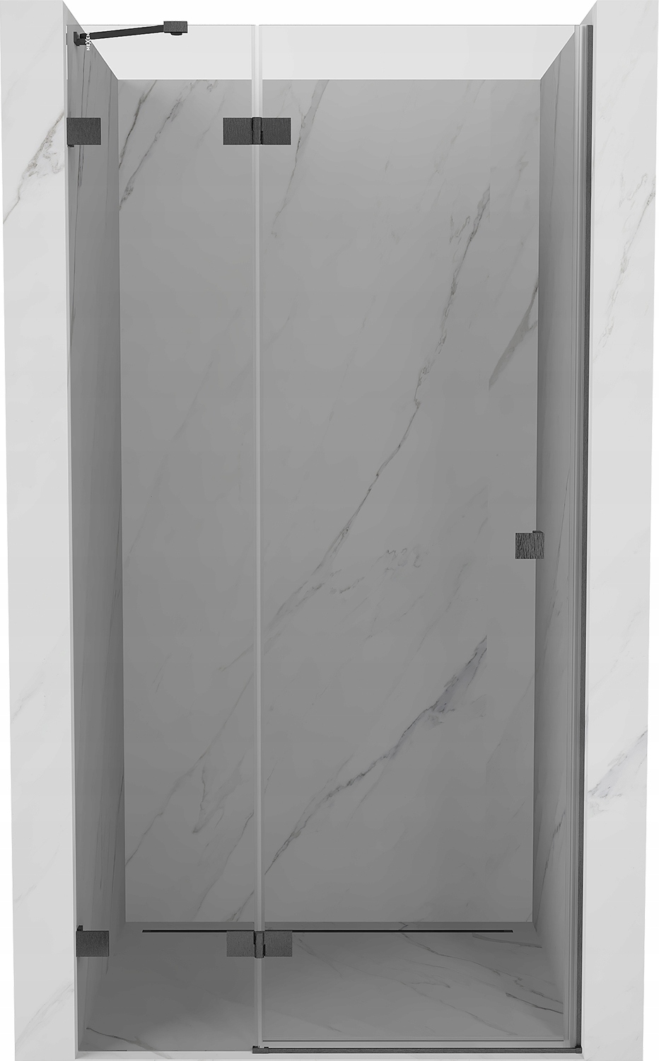 Posuvné sprchové dveře Mexen Lunar 115cm, levé, gun gray, transparentní