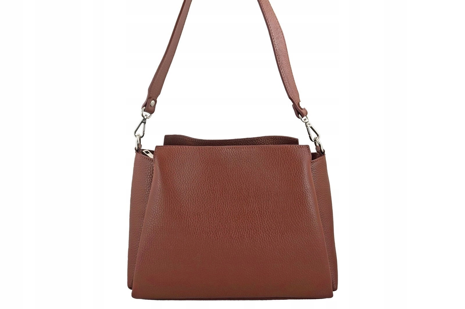 módní kabelka kufřík na širokém popruhu hnědá