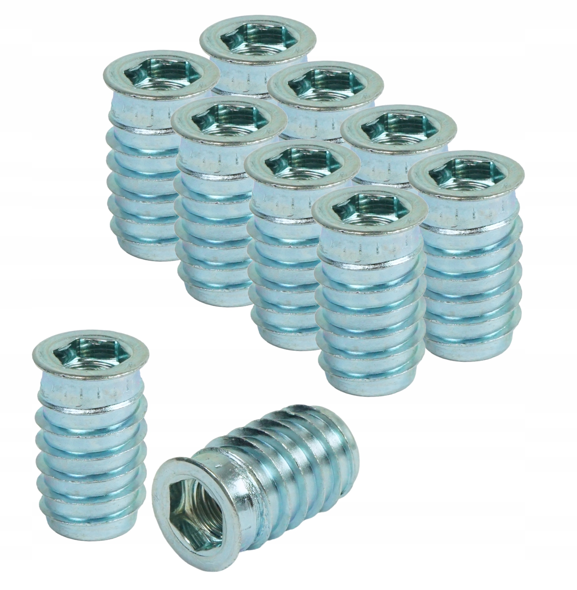100 x Nátrubek M8 x 24 mm šroubovací, nábytková vpusť na dřevo, imbusový klíč 8