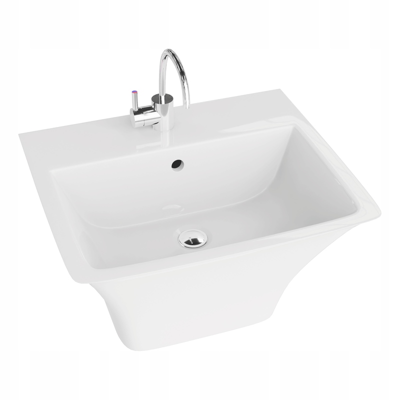 Závěsné umyvadlo Ribera s přepadem, bílá porcelánová barva, kód LT-041G