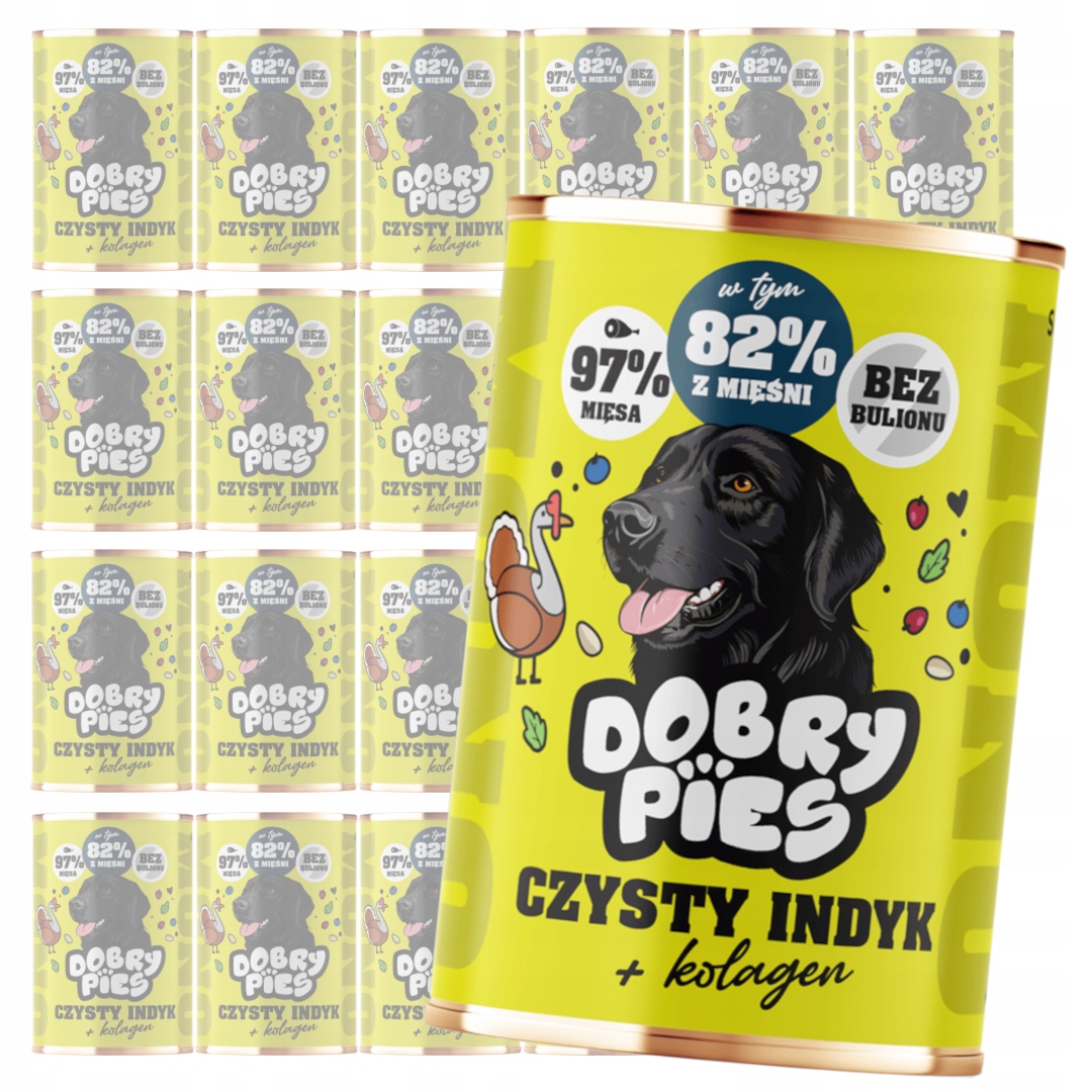 Levně Dobry Pies Mono 24x400 g Monoproteinové Vlhké Krmivo pro psy Krůta Kolagen