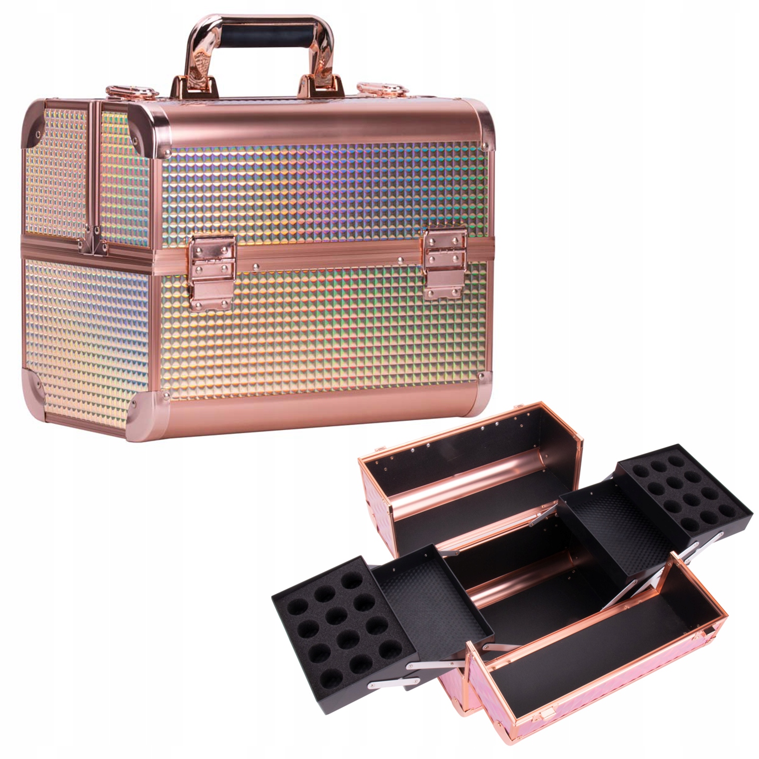 KUFEREK NA KOSMETYKI LAMPĘ LAKIERY ORGANIZER KOSMETYCZNY WALIZKA L