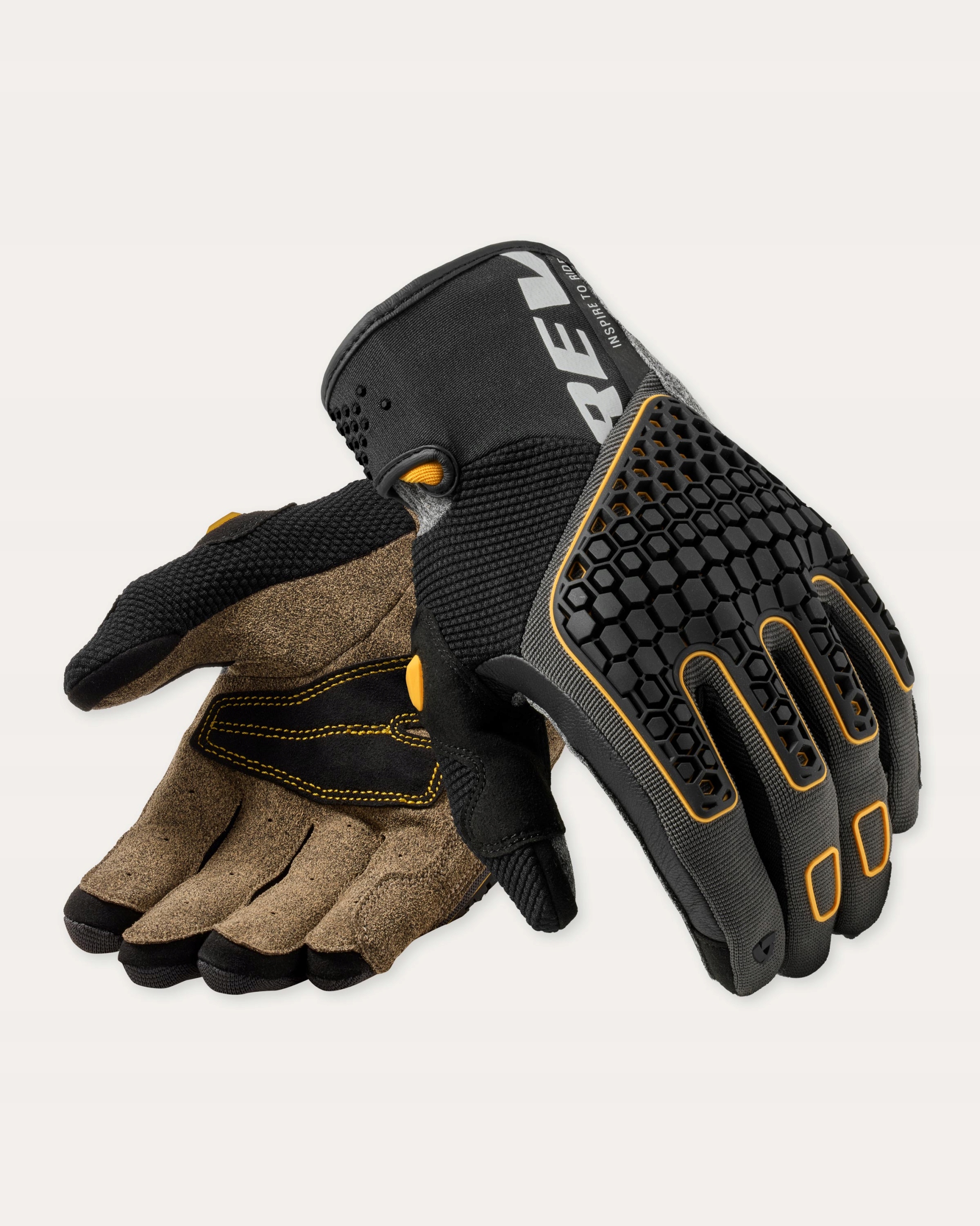 Rev'it Mangrove 2 motocyklové rukavice Black-Ocher Yellow veľ. M