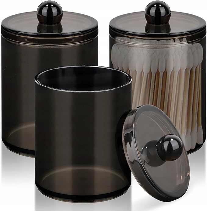 Dózy Na Vatové Tyčinky odličovací tampony sada 3 ks Černá Elegantní