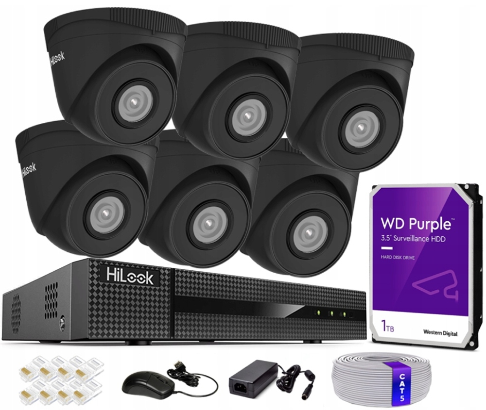 Sada monitorovania Ip 5MPx Externá HiLook 6 PoE kamera Ip rekordér 1TB