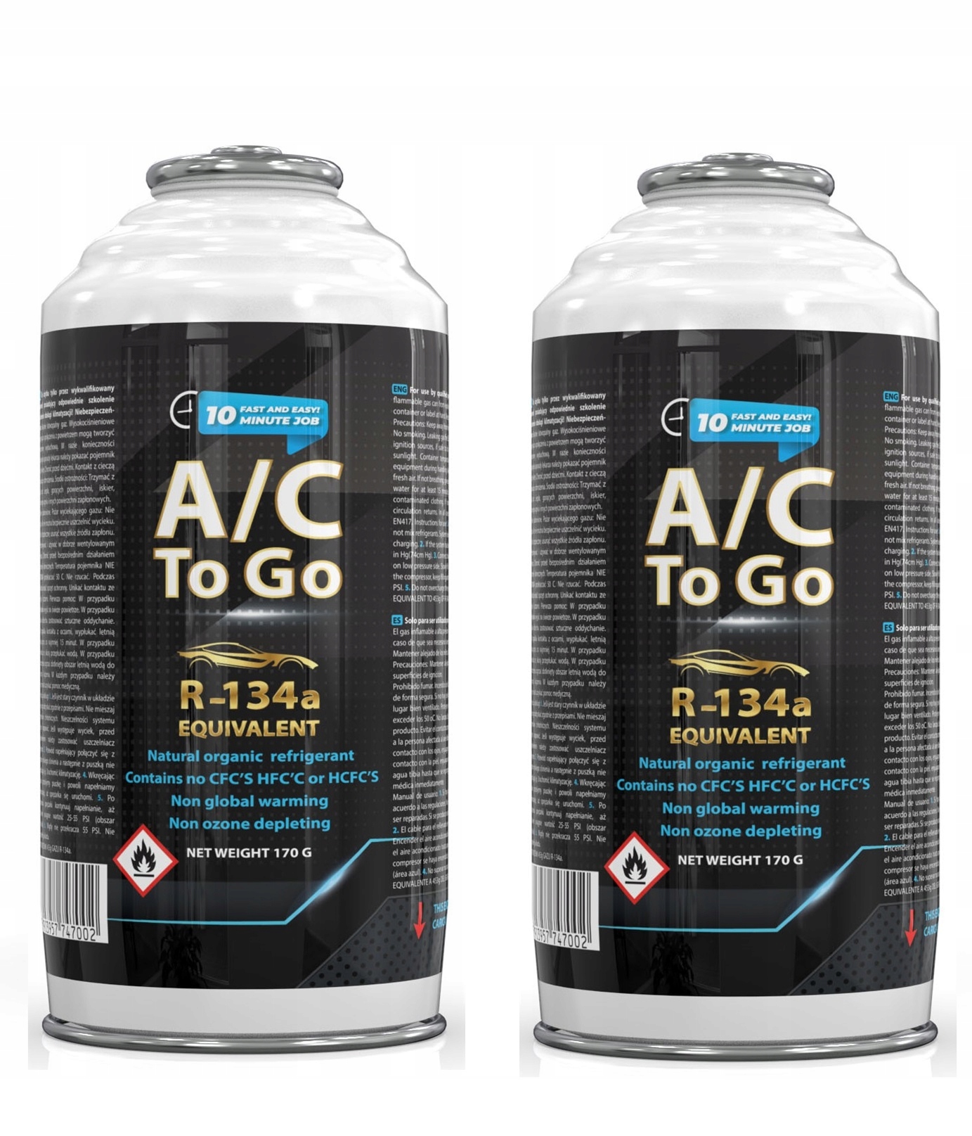 2 x czynnik AcToGo do napełniania auto klimatyzacji R-134a