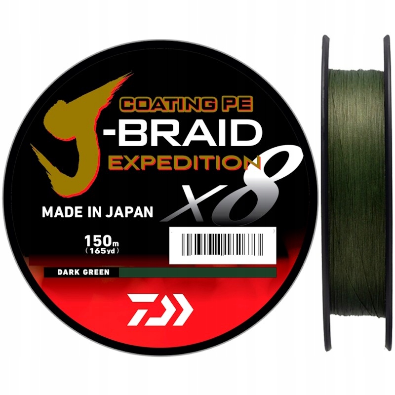 Plecionka Daiwa J-Braid Expedition x8 0.06mm 5.20kg 150m Dark Green Gładka