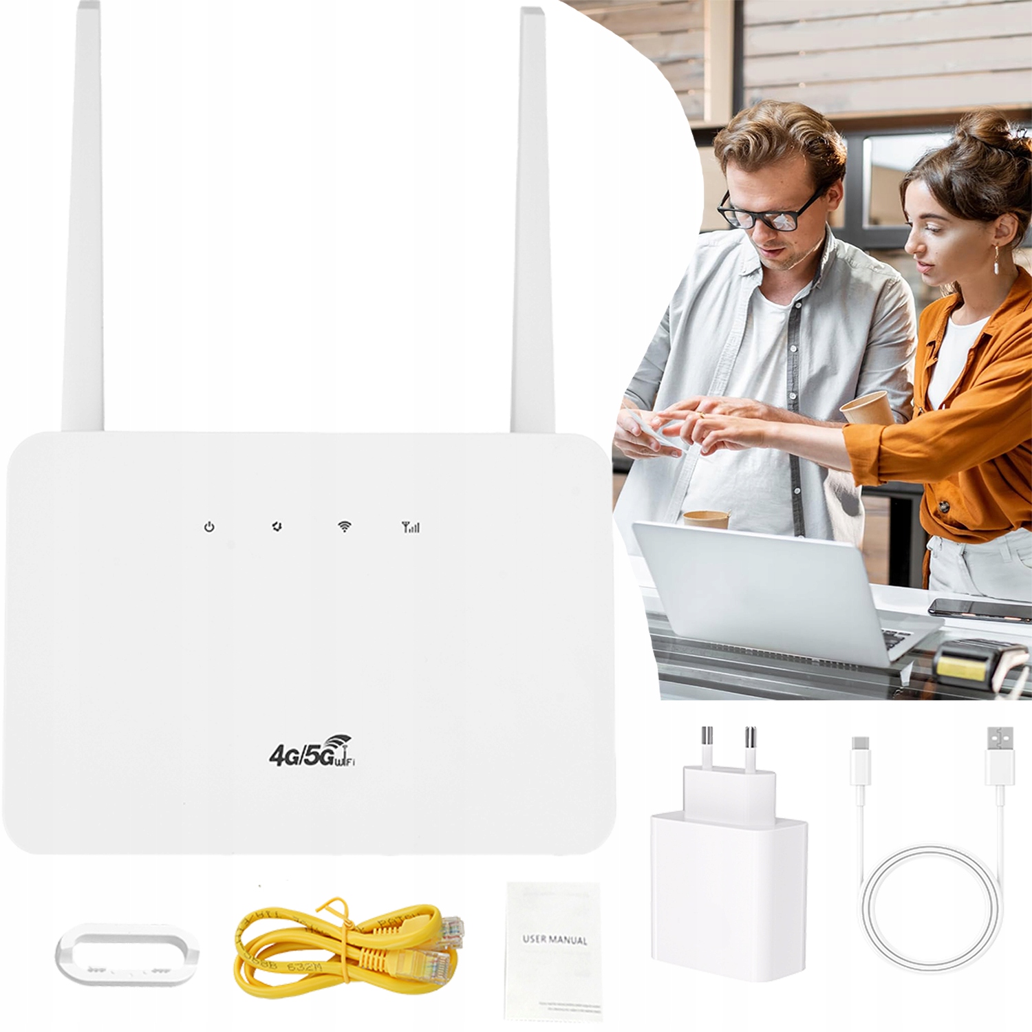Bezprzewodowy Router Internetowy z Gniazdem na Kartę Sim, 300 Mb/s, Biały