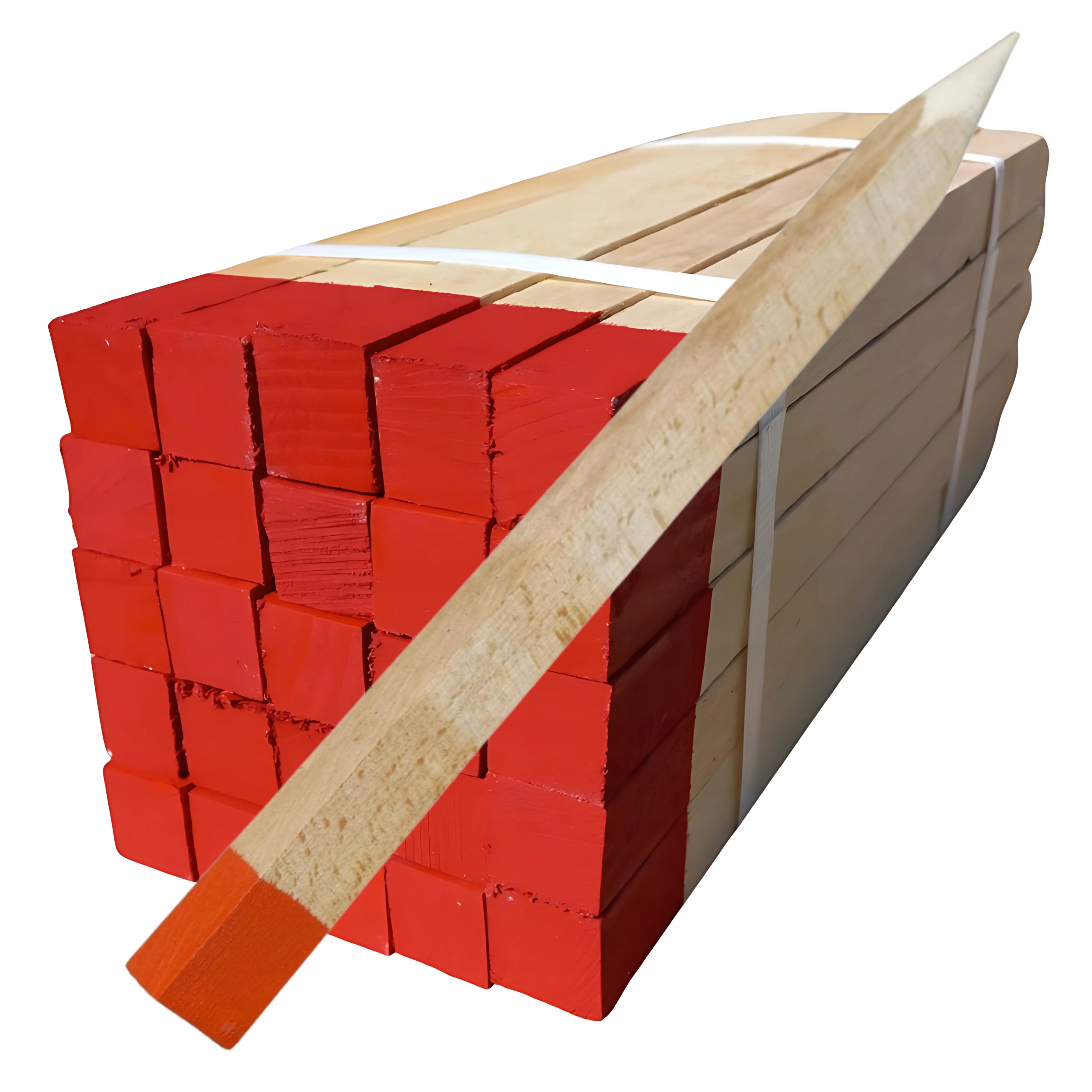 Paliki słupki geodezyjne bukowe 2,5 × 2,5 × 100 cm – czerwone 25 sztuk