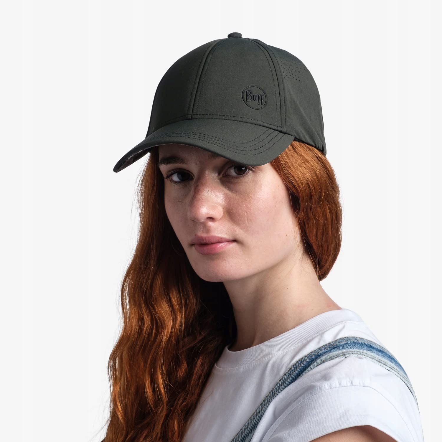 Buff Unisex Trek Cap Hashtag Moss Green Cechy z daszkiem