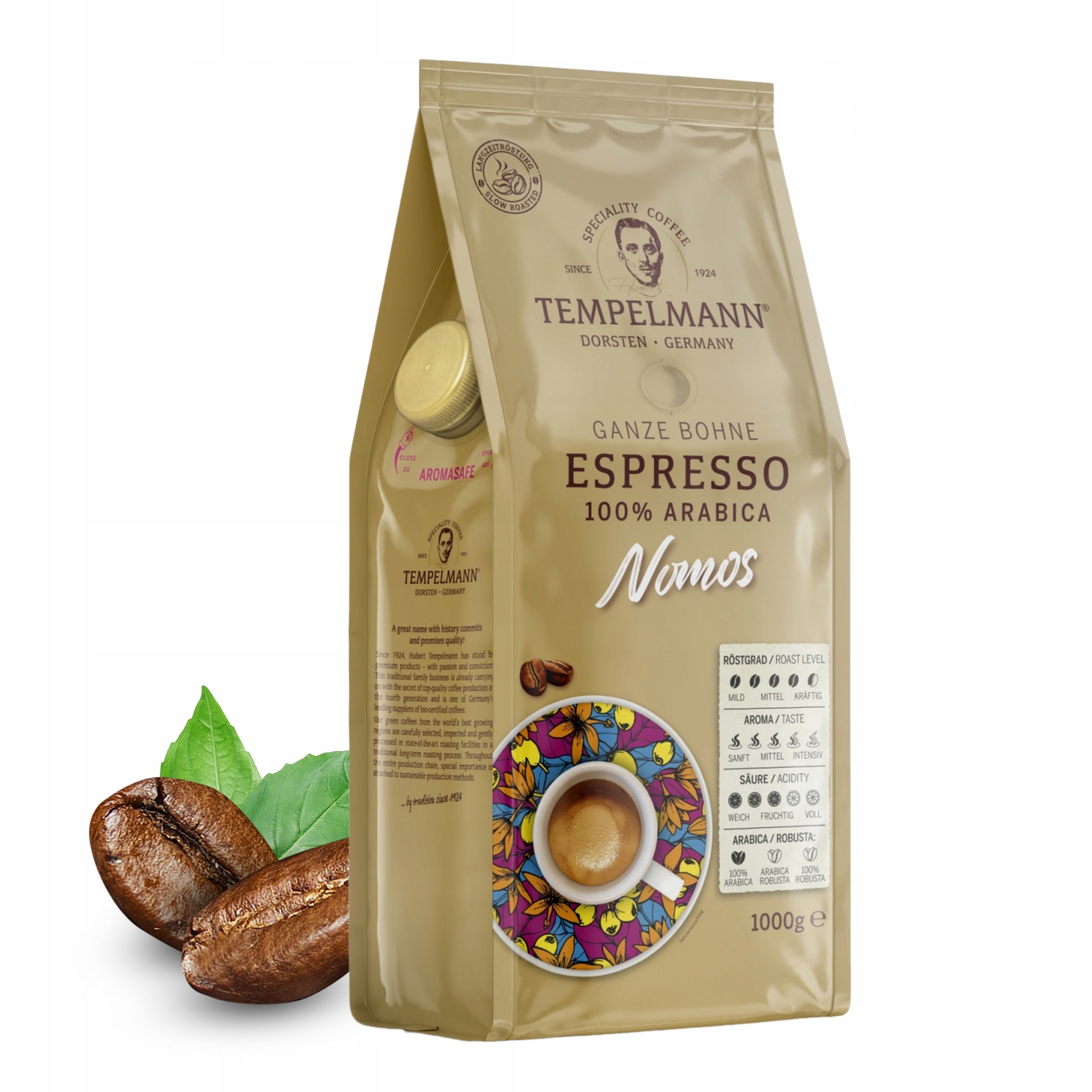 Levně káva zrnková Tempelmann 1 Kg Nomos Espresso