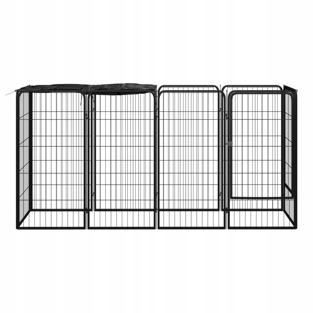 Levně vidaXL Kotec pro psa, 10 panelů, černá, 50x100 cm, ocel