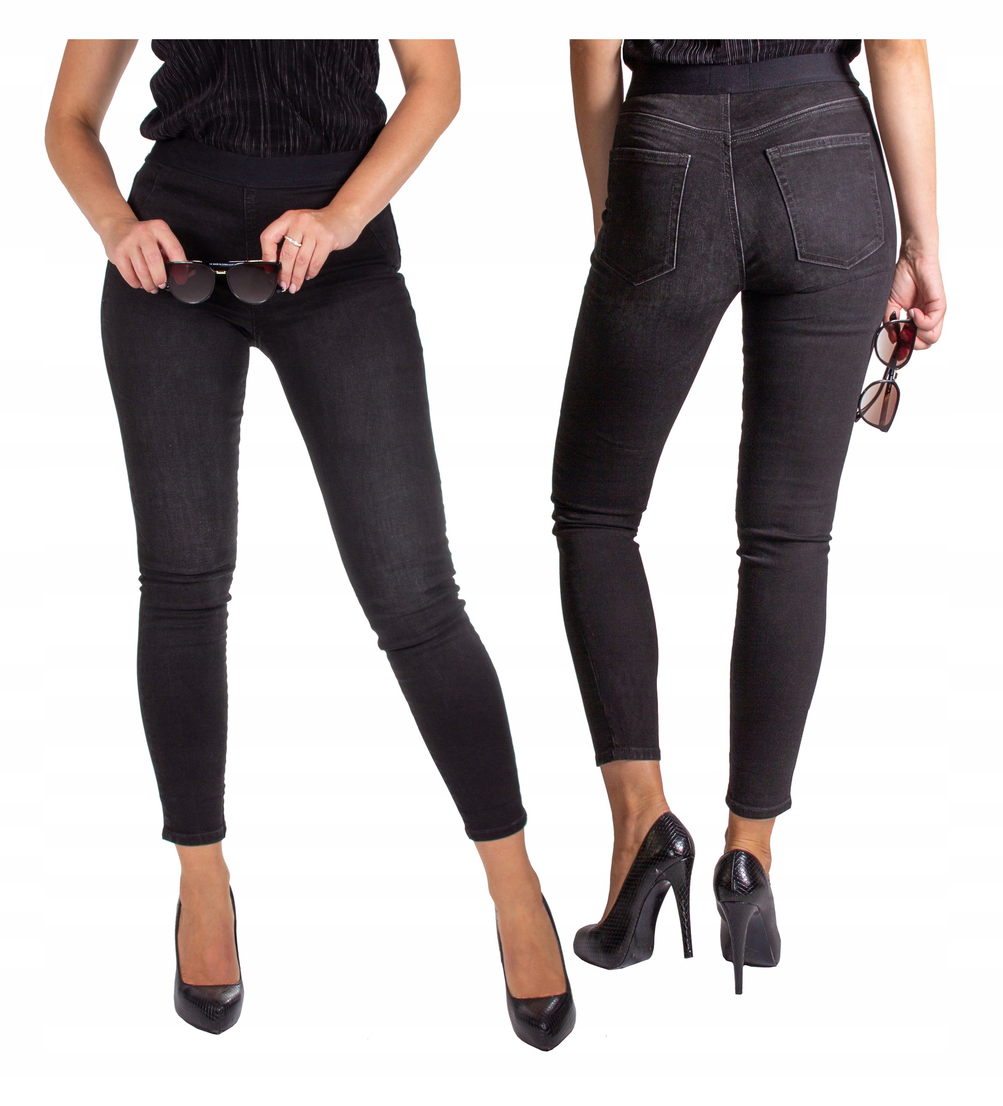 

Spodnie jeans Damskie leginsy Czarne jegginsy 34
