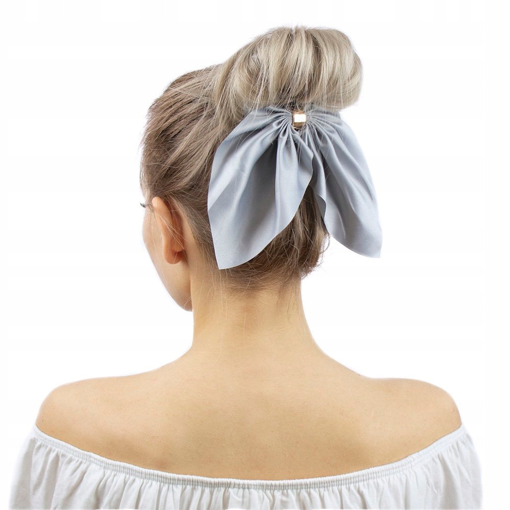 GUMKA do włosów frotka SCRUNCHIES KOKARDA szara Rodzaj pojedyncza gumka