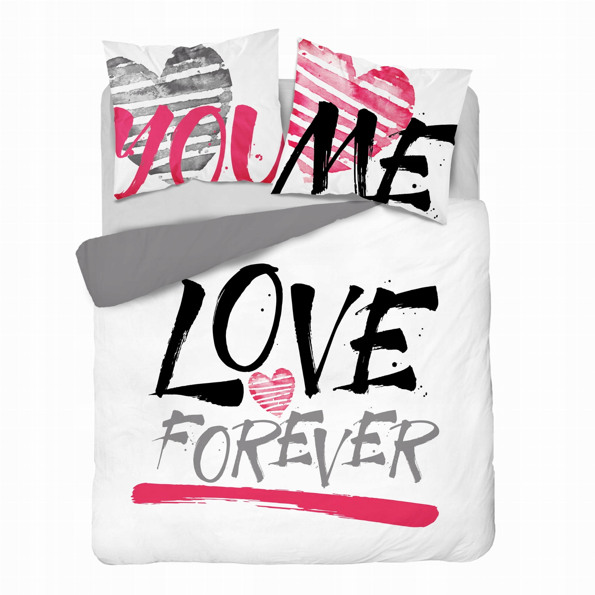 Pościel bawełniana -Love forever/biała- 220x200 cm Premium