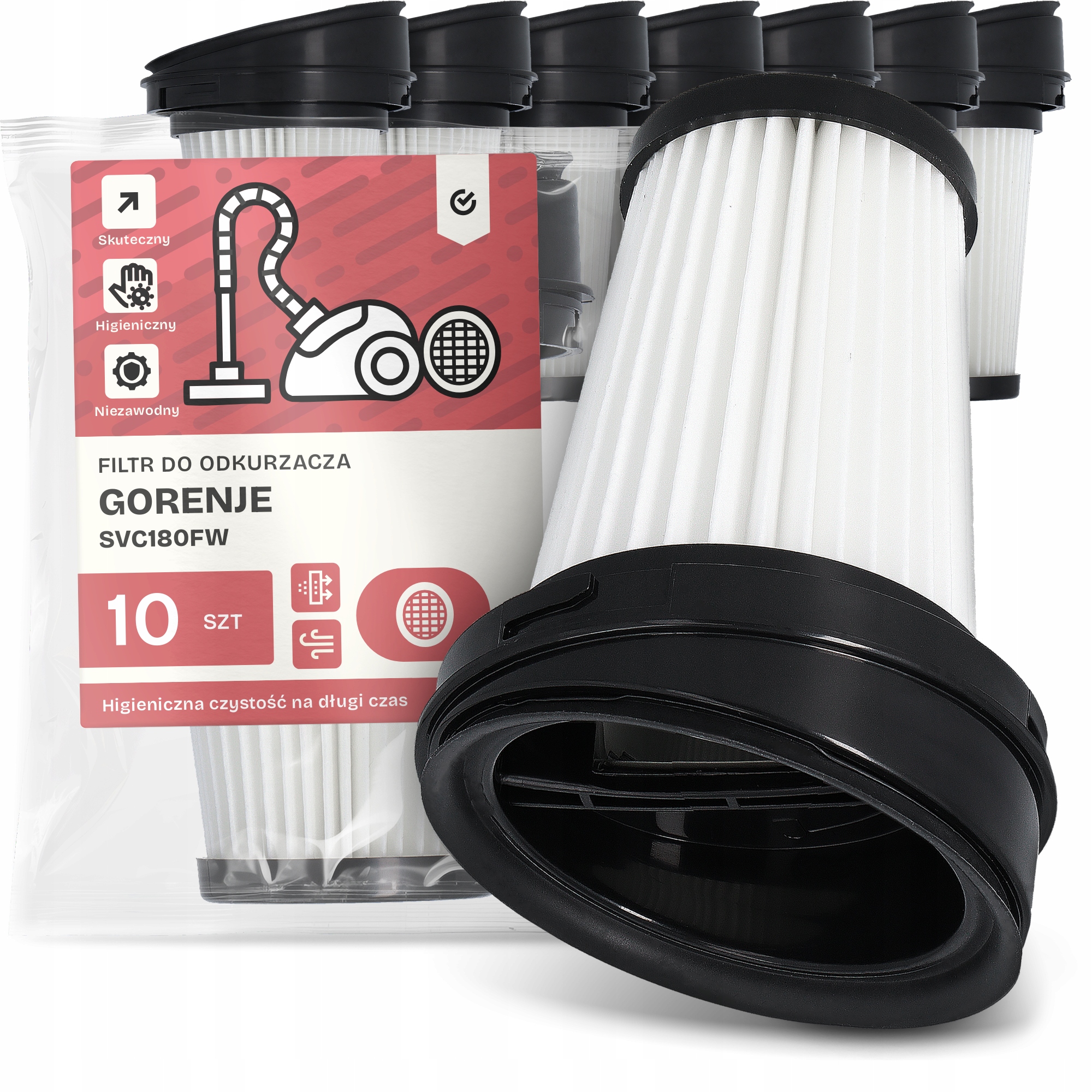 10 x Vzduchový Filtr pro vysavač Gorenje SVC180FW Hepa Účinný Em-w