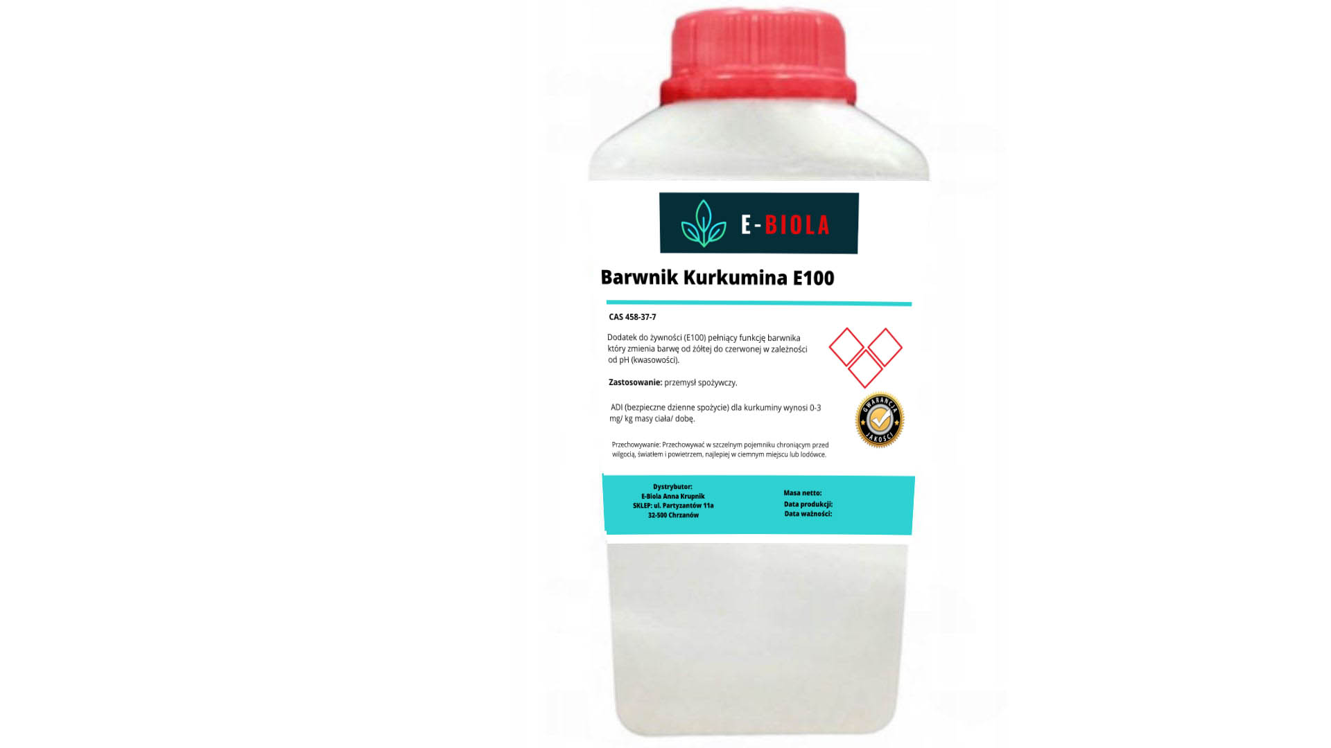 Barvivo Kurkumin E100 potravinářské 8% Ws tekuté 1KG