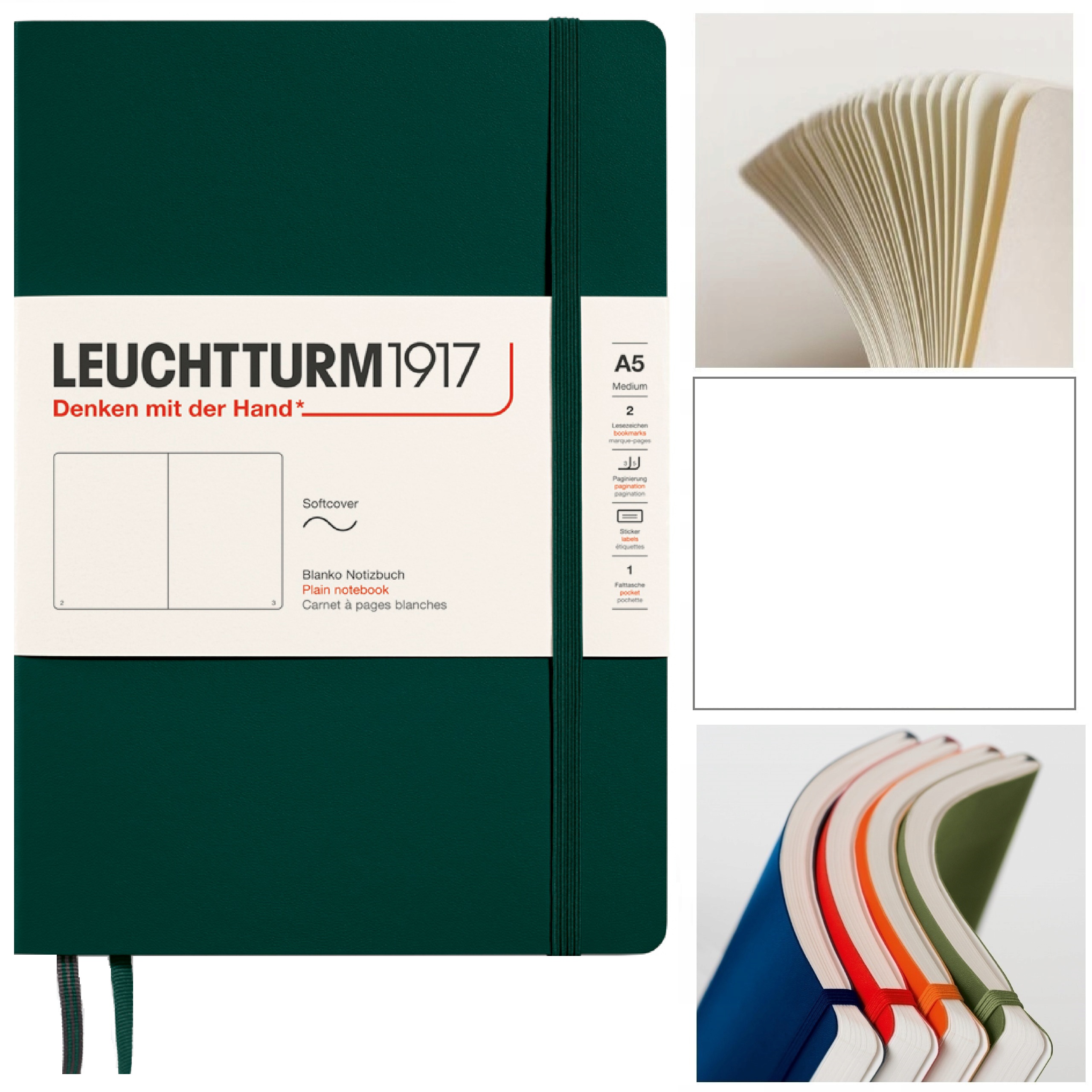 LEUCHTTURM1917 Notatnik Notes A5 Gładki miękka oprawa szkicownik Forest