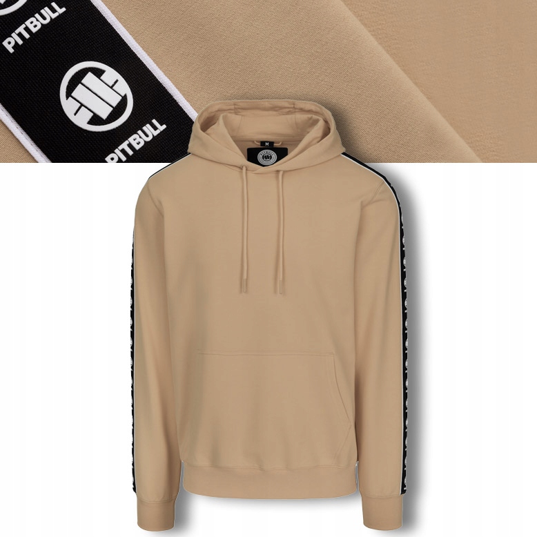 Męska Bluza z kapturem Pitbull Cienka bluza dresowa Tape Nugget Lampasy