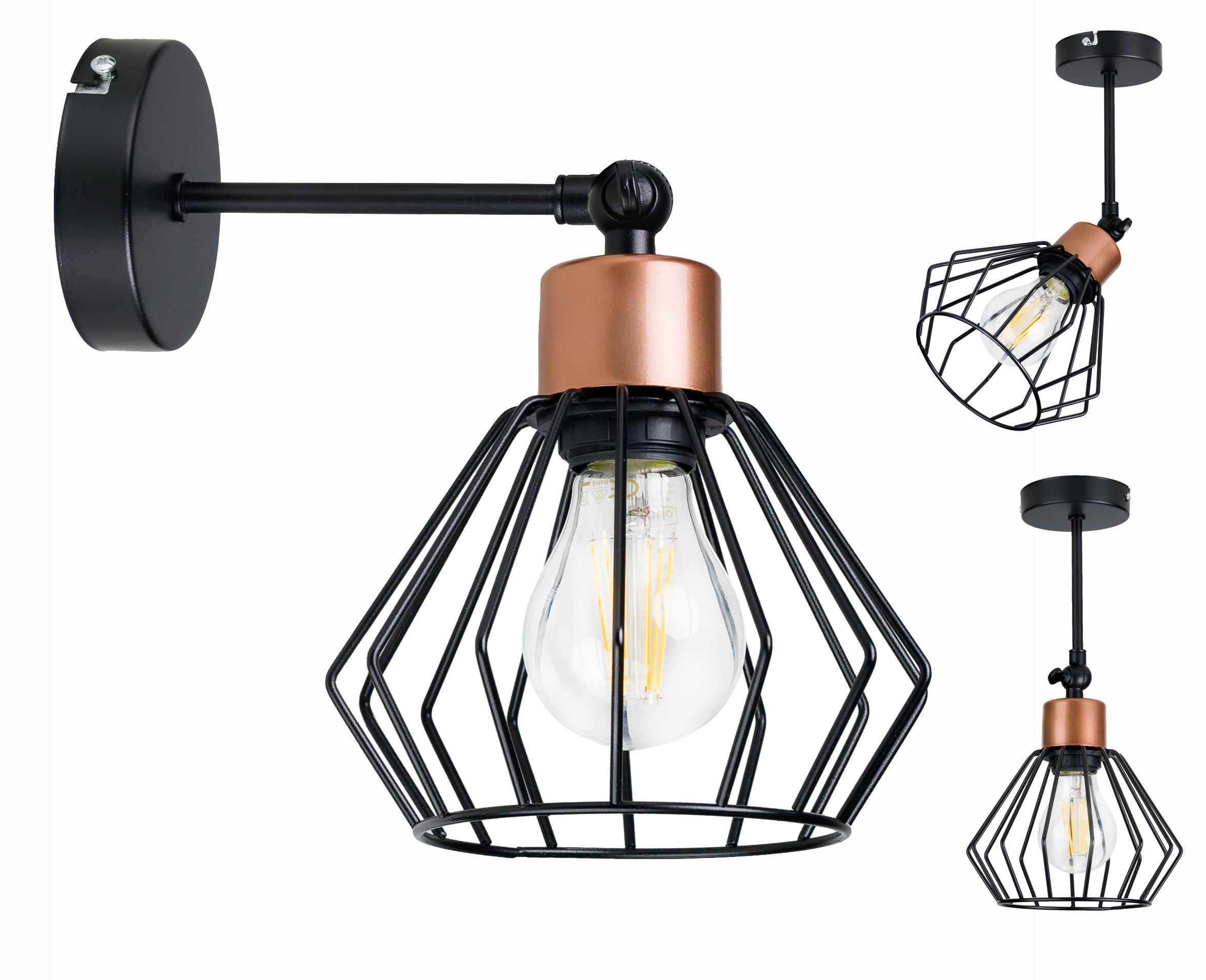 

Lampa Kinkiet ścienny regulowany loft Brylant drut