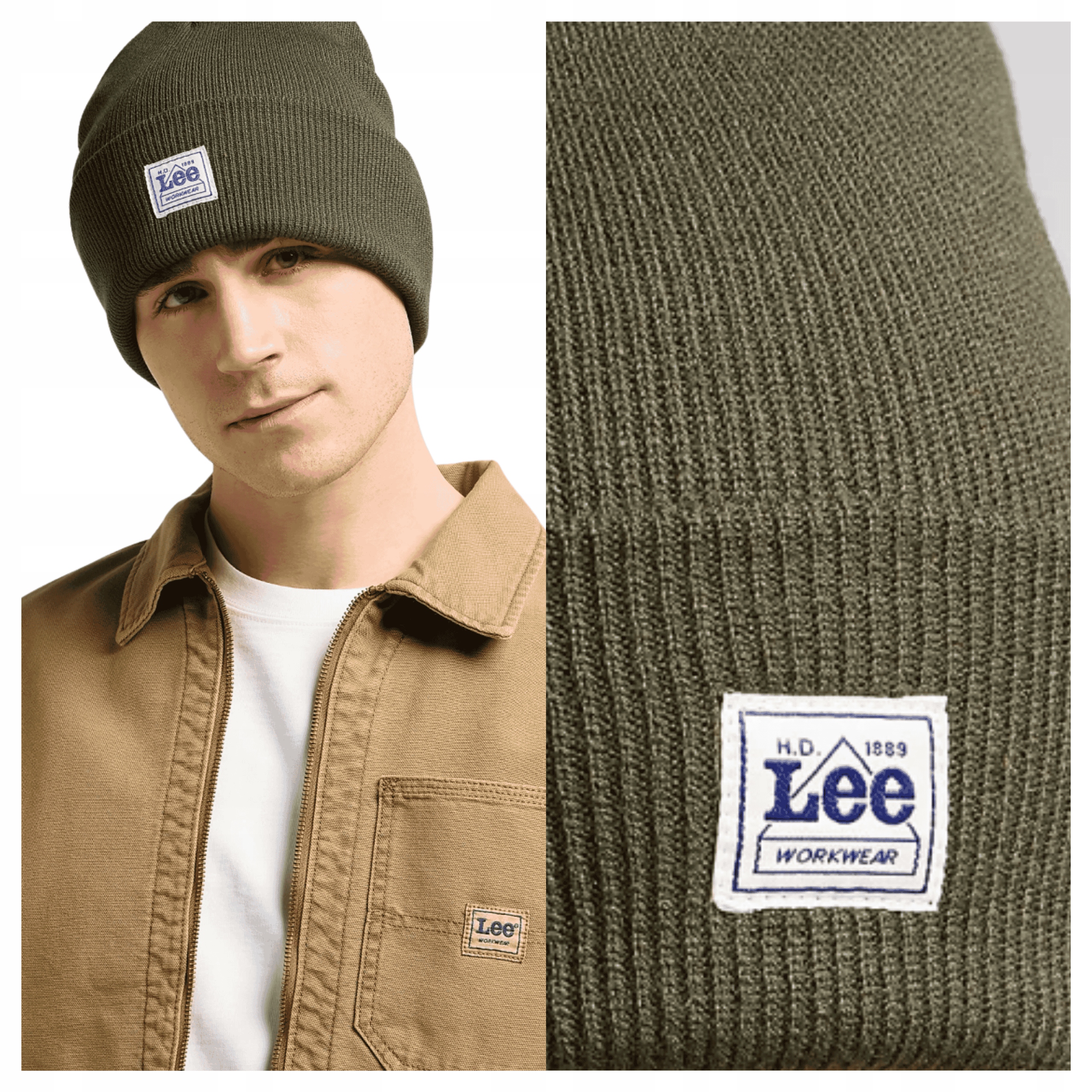 Čepice Zimní pánská Lee Workwear Beanie Zelená Oak Moss Teplá One Size