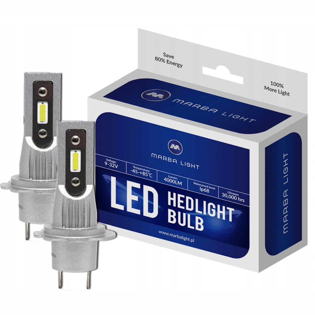 Led žiarovka H7 ML12H7 Homologácia E9 4000LM Csp Marba Komplet 2 Kusy