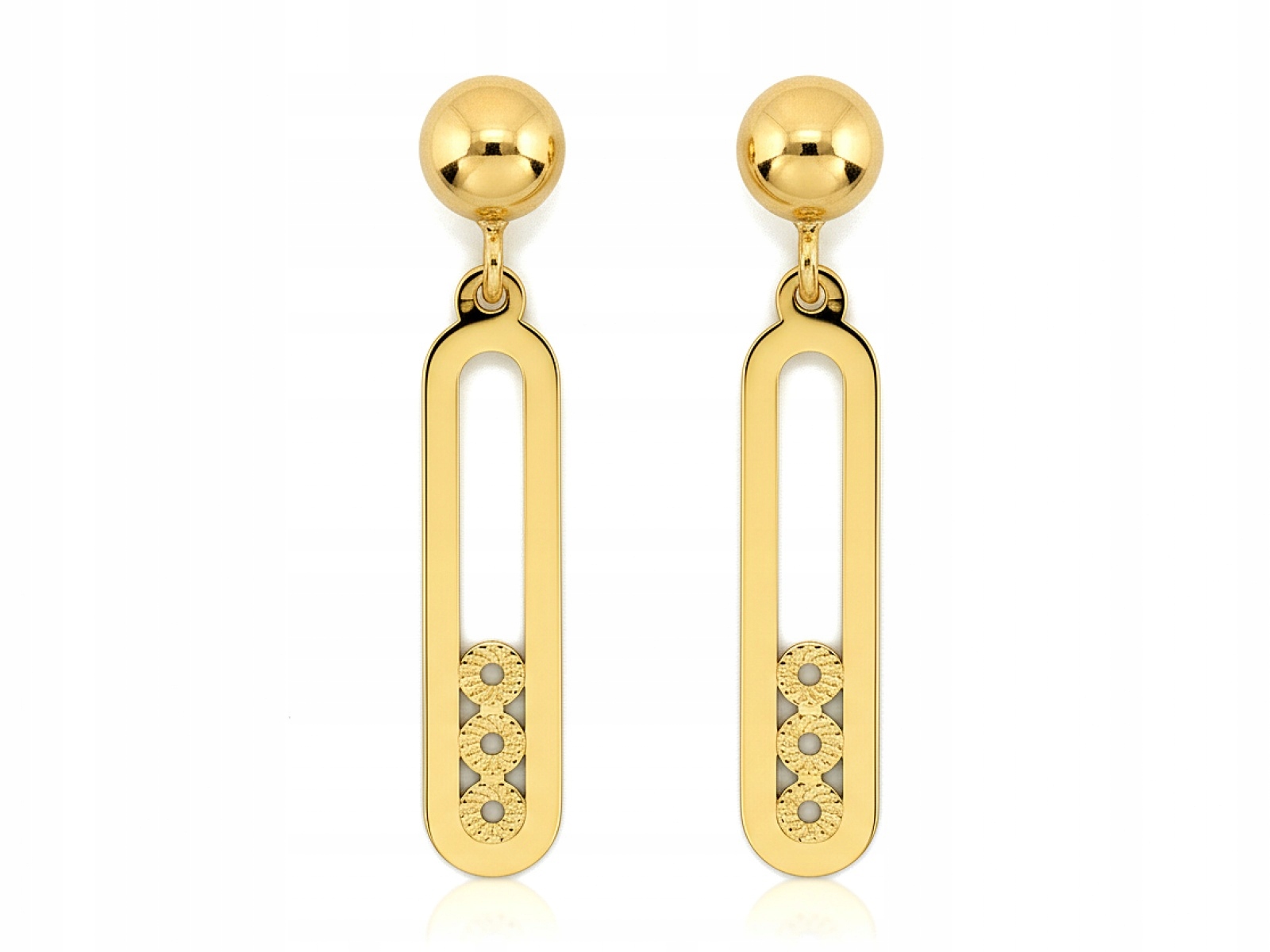 Náušnice Ze Zlata Ženské 585 velké, dlouhé, závěsné, tvar ovál jako dárek