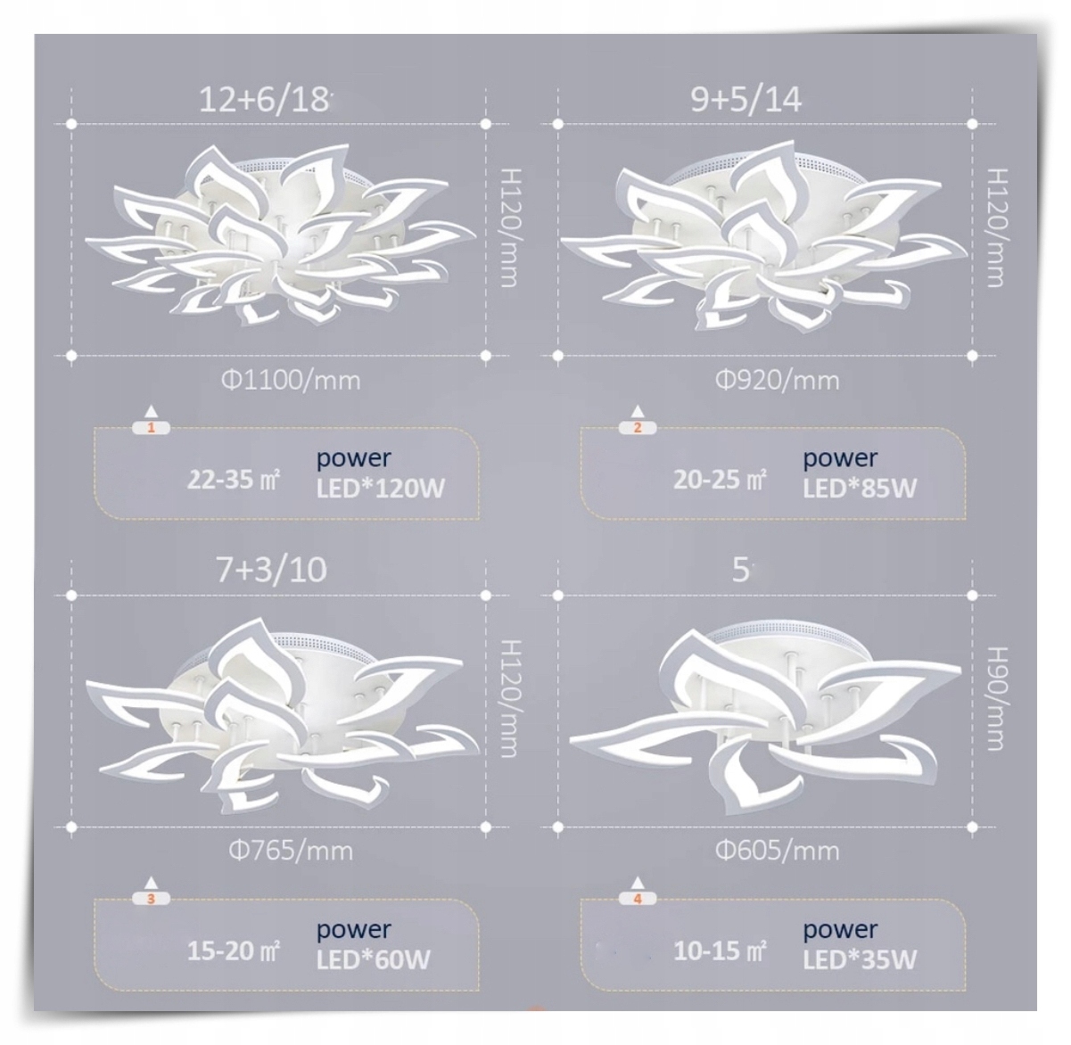 NOWOCZESNA LAMPA 18 LED żyrandol KWIAT LOTOSU 170W Marka inna