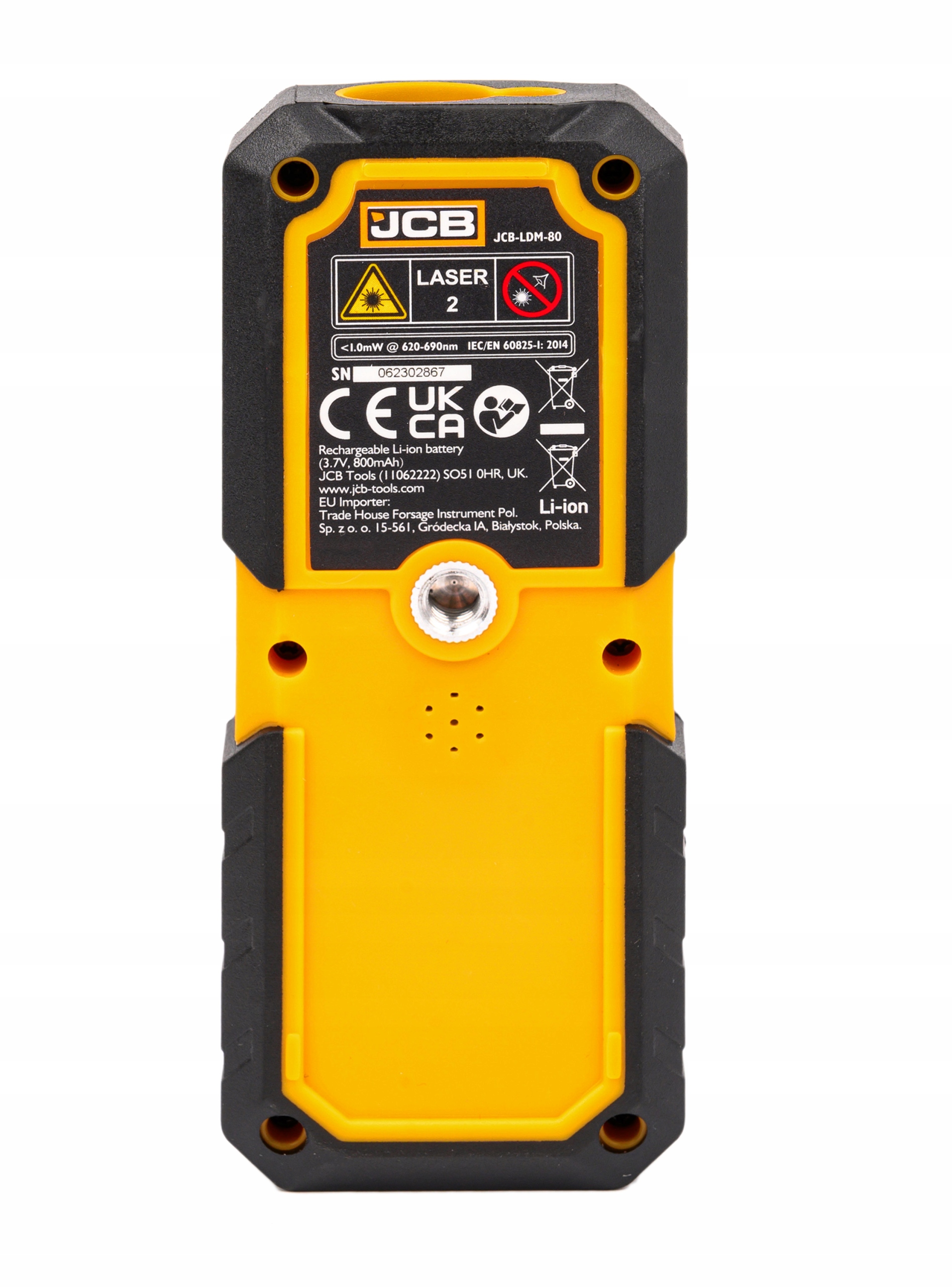 DALMIERZ LASEROWY MIERNIK LASEROWY OBLICZANIE POWIERZCHNI OBJĘTOŚCI 80M JCB Maksymalna liczba pomiarów w pamięci 30