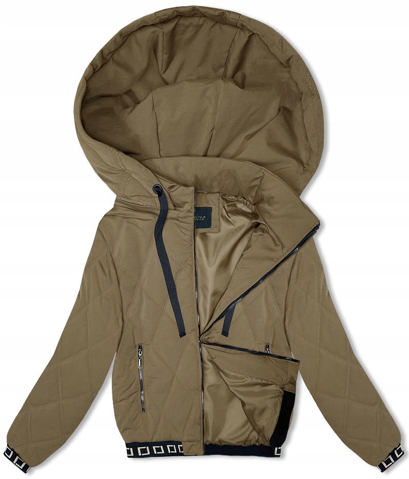 Krátká Bunda Kapuce 16M9085 Olivová XL (42)