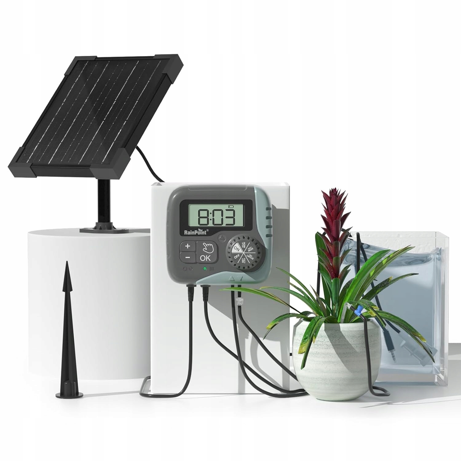 Rainpoint Solární zavlažovací systém 45 l/h s programovatelným časovačem 2600 mAh