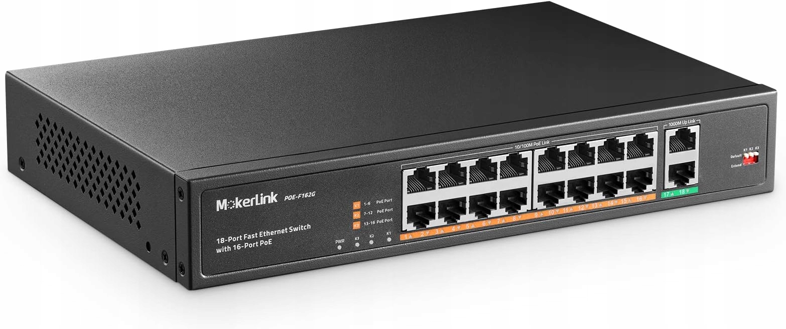 Prepínač Prepínača Poe 16 Portov 250 W Pre Kamery Ip Sieťový Rack
