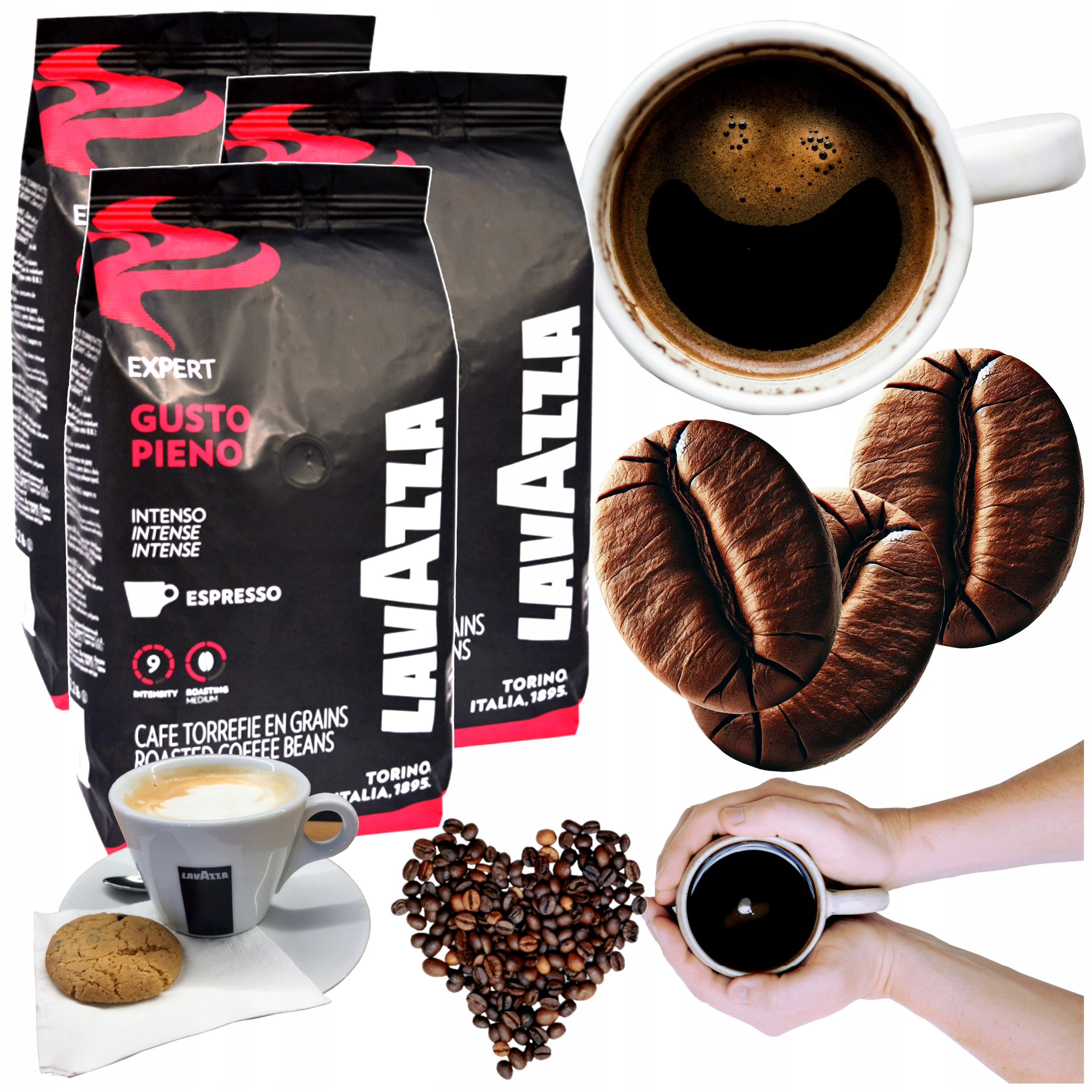 Kawa ziarnista 1kg x3 op. Lavazza Expert Gusto Pieno mieszana do ekspresu