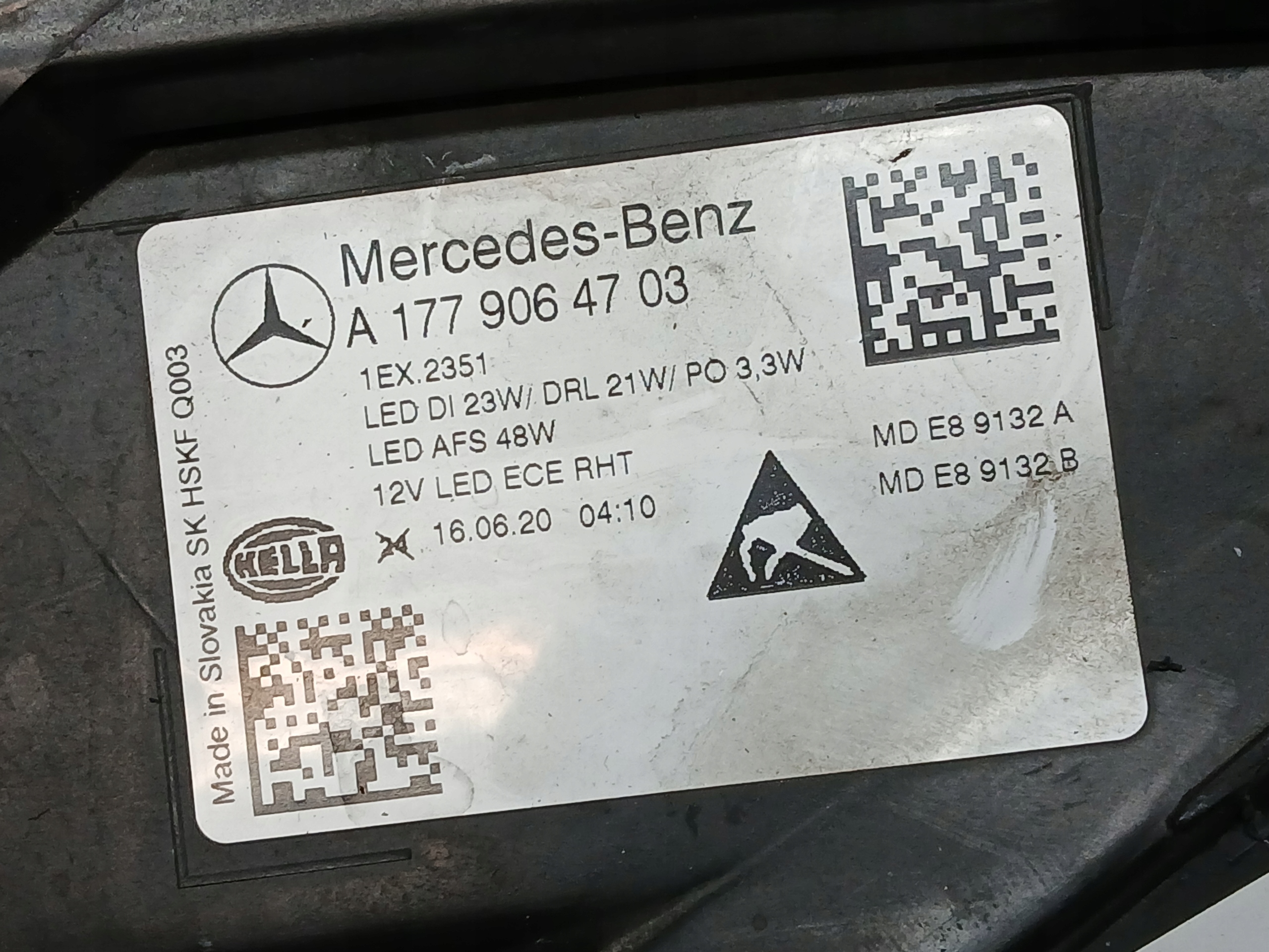 light front left MERCEDES A KLASA W177 FULL LED LHP A1779064703