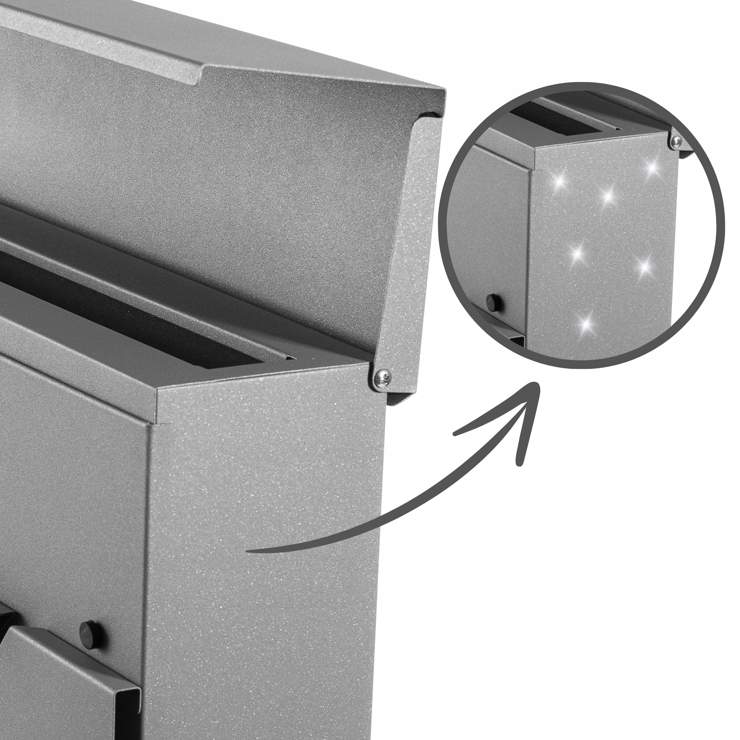 Cutie poștală mare pentru scrisori cu revista Magazine Culoare: Argintiu Aluminiu Greutate produs cu ambalaj individual 4 kg