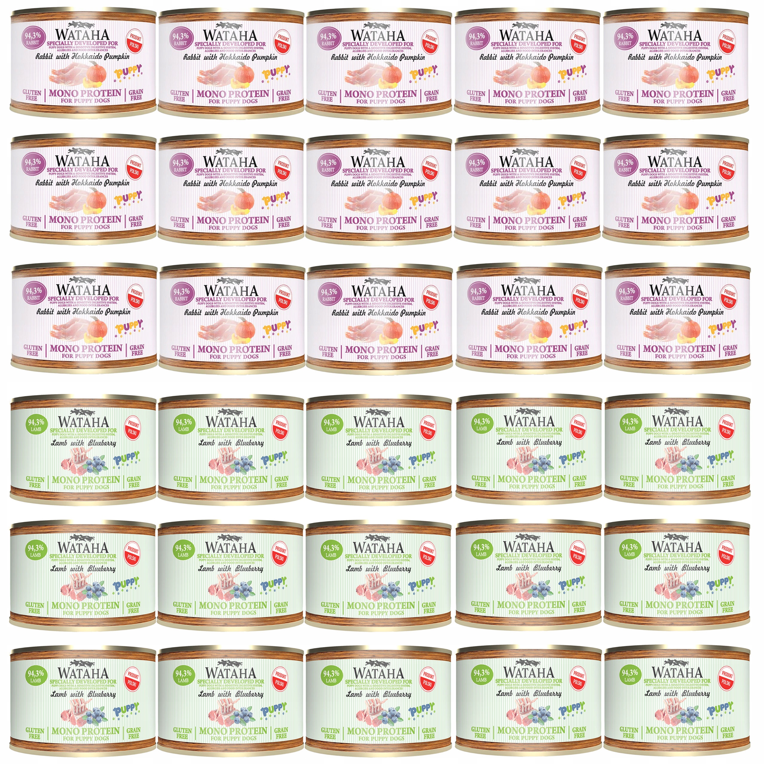 Wataha Mono Puppy mokra karma dla szczeniąt Mix smaków 30 x 185g