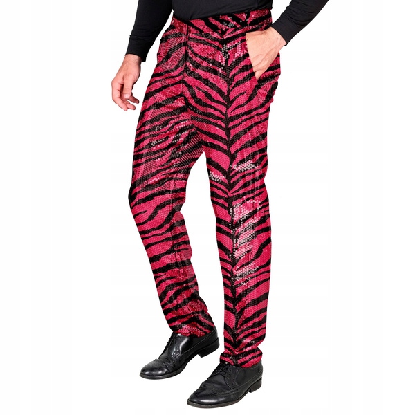 Pánské Flitrové Kalhoty Růžový Tygr XL