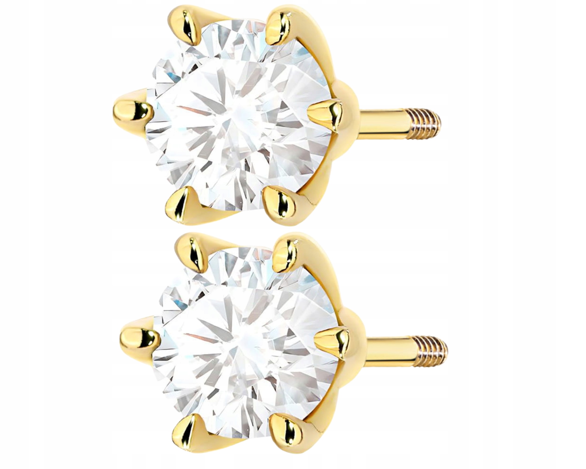 Zlaté Náušnice 1,00 Ct Diamanty Lab Šroubovací Tyčinka Certifikát 585