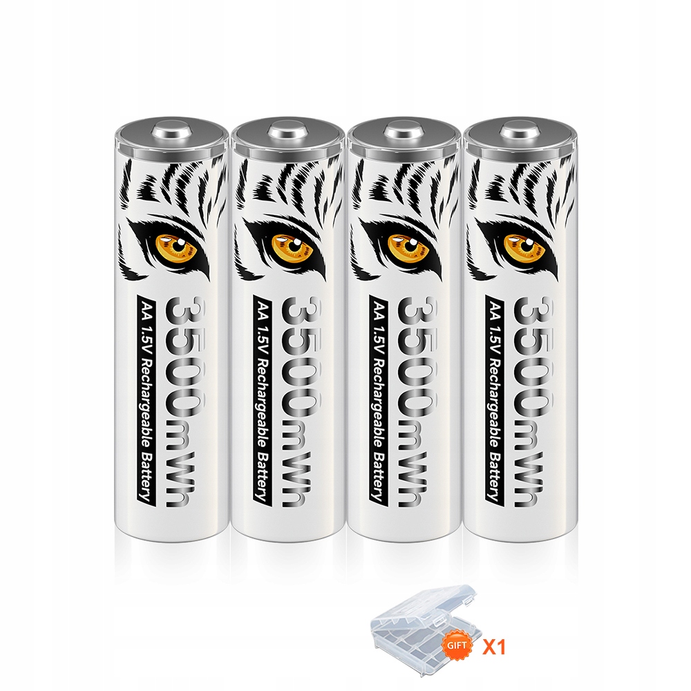 4 szt. Akumulator litowo-jonowy 3500 mWh 1,5 V AA z obudową na baterie AA
